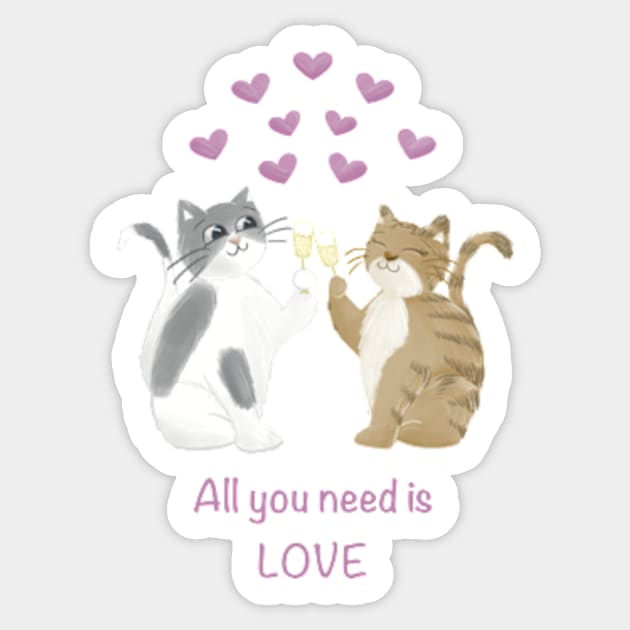 All you need is love cats Sticker by AbbyCatAtelier